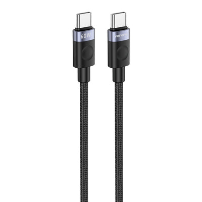 FONENG X115 USB-A to Type-C Braided Cable 1M Black – 18W Fast Charging