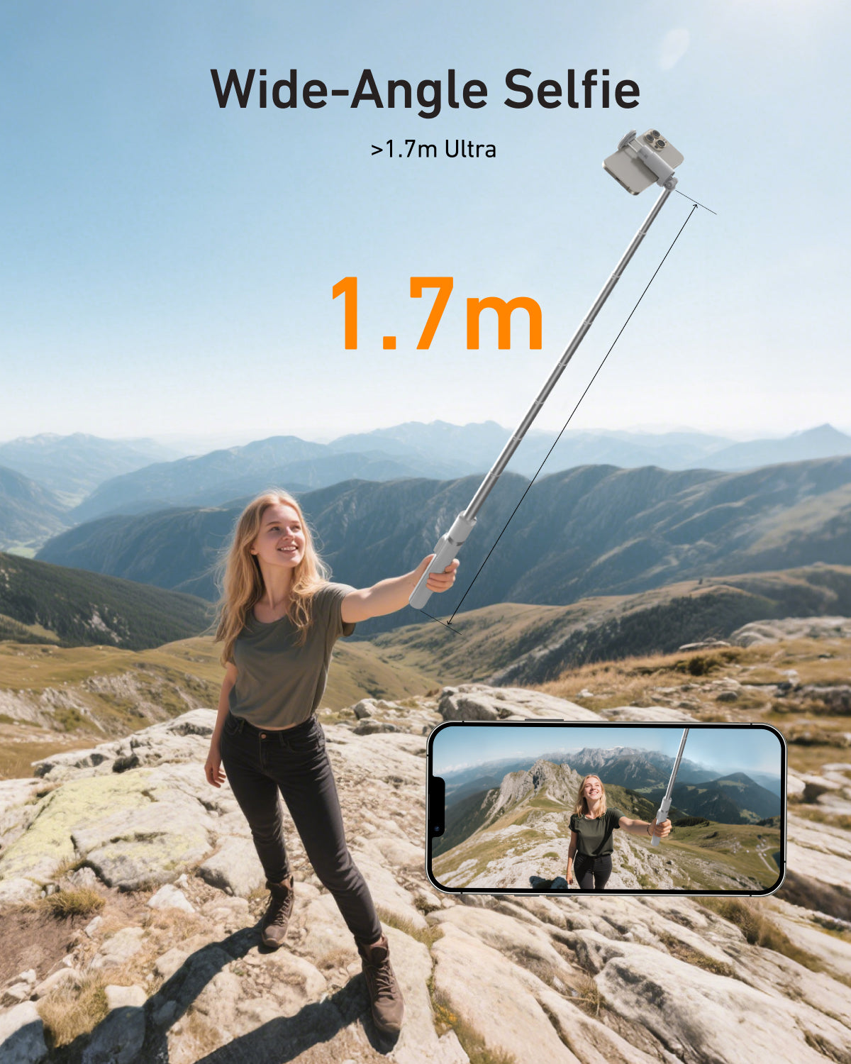 TELESIN selfie stick tripod 360 rotation phone clamp