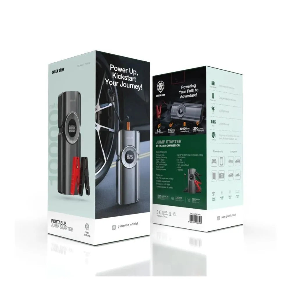 Portable battery booster with air compressor for car