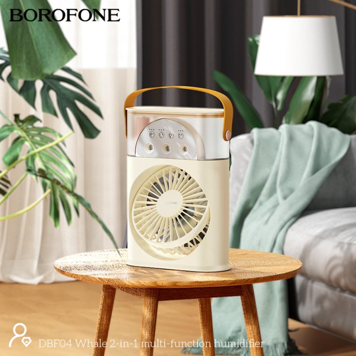 BOROFONE mini air cooler fan with LED ambient light