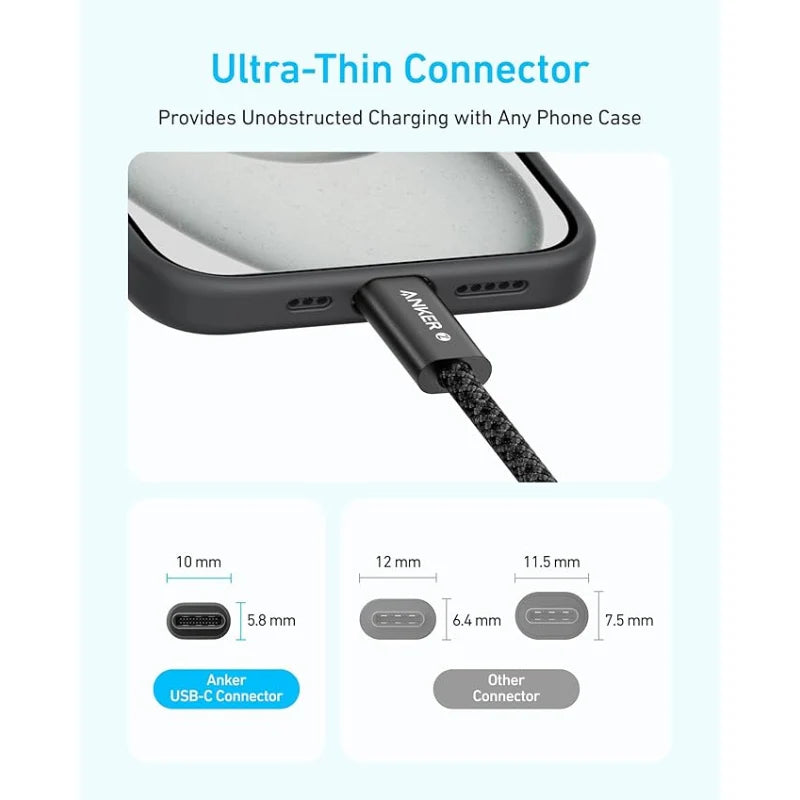 High-speed USB-C to USB-C cable by Anker with braided design