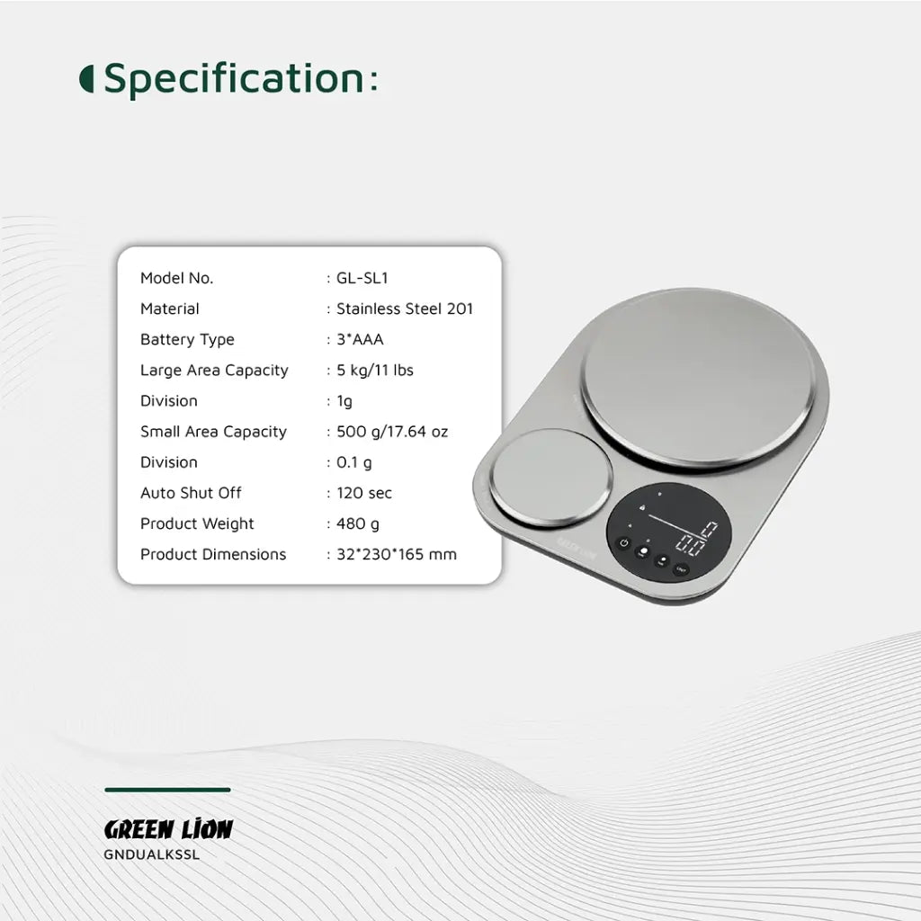 Dual Platform Kitchen Scale Green Lion – 5kg & 500g High Precision