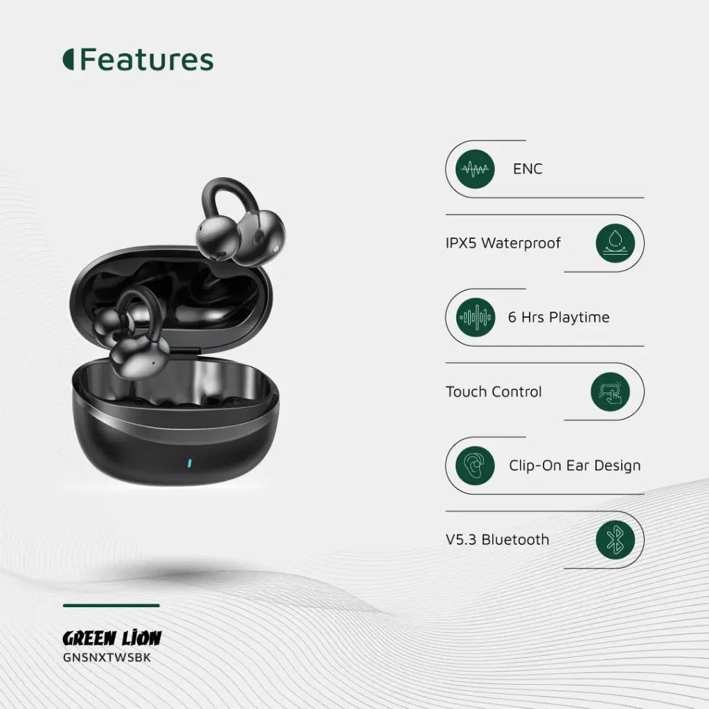 Clip On Earbuds Sonix Green Lion