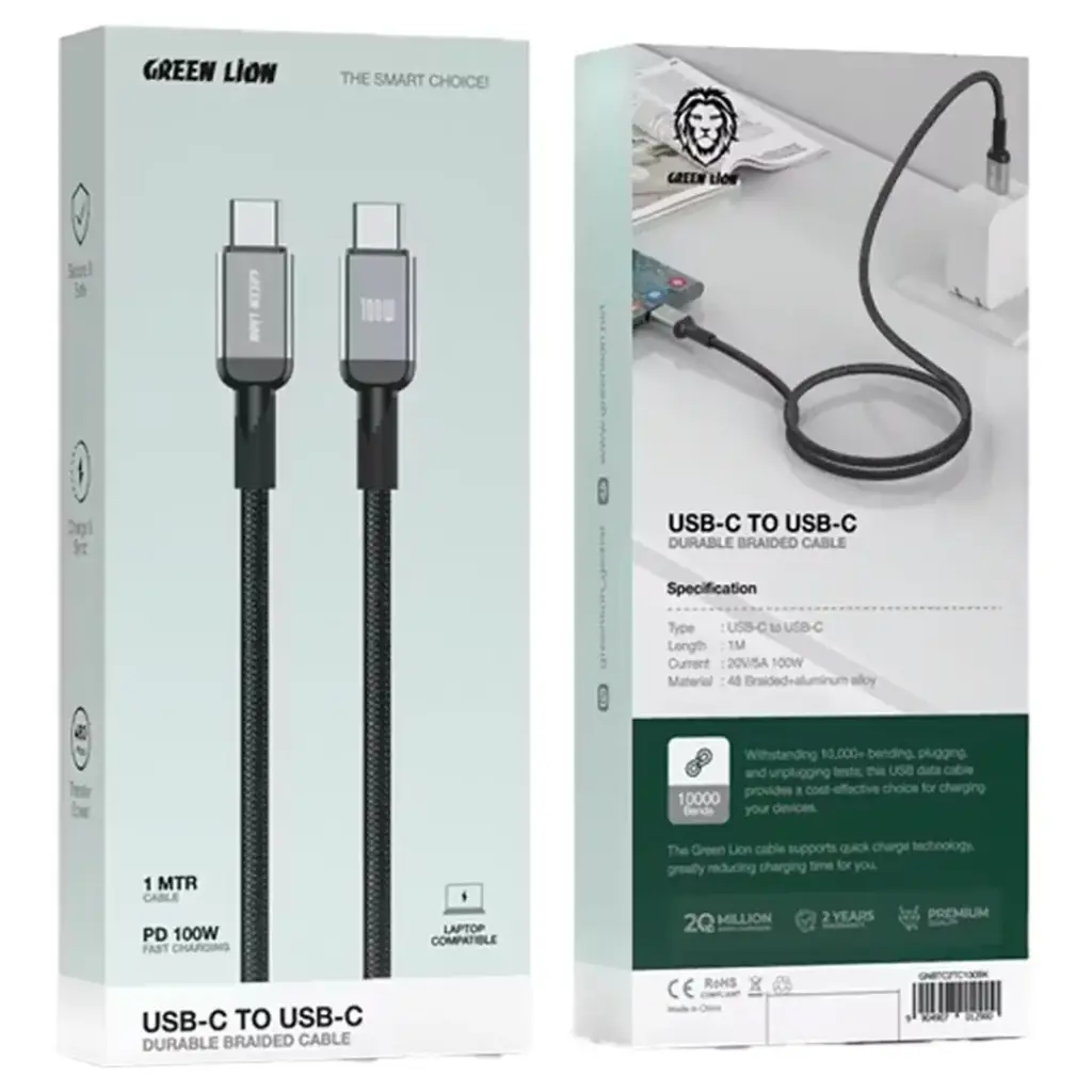 Durable braided USB-C fast charging cable 1 meter