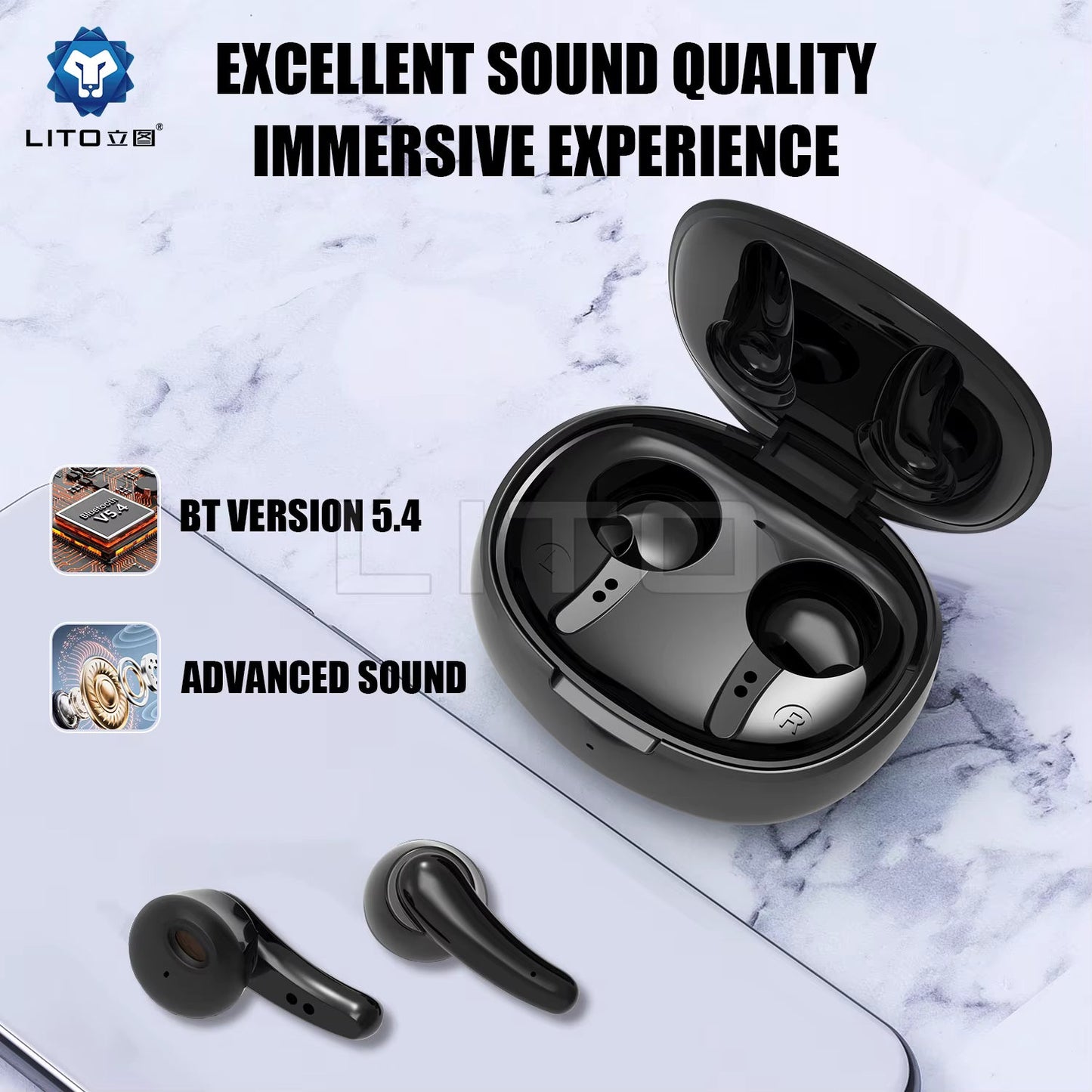 LITO LT-T12 TWS wireless earbuds with charging case