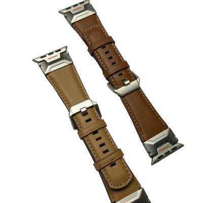 Genuine Leather Band for Apple Watch – Classic Strap with Metal Connectors