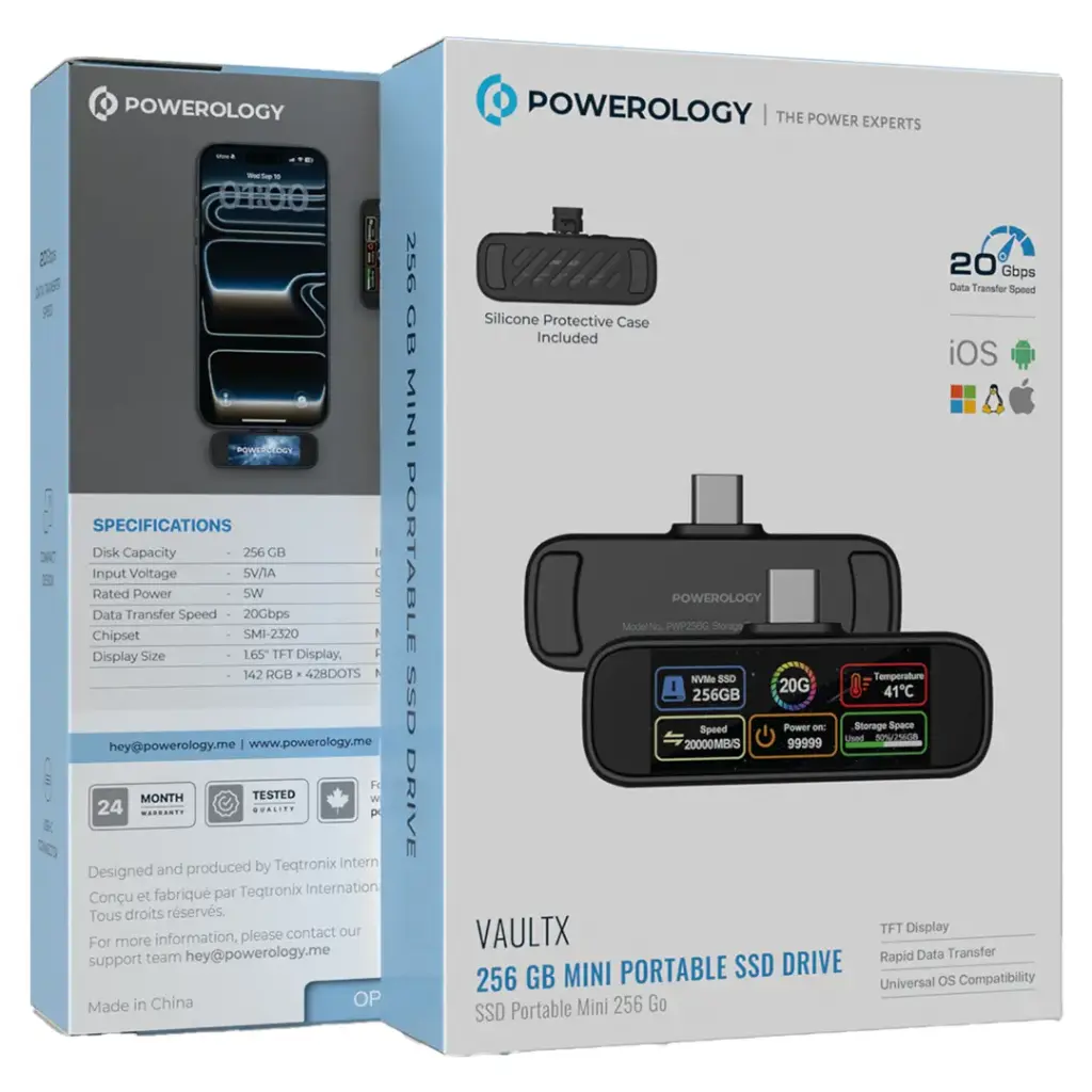 Powerology VaultX Mini Portable SSD – 256 GB | 512 GB | 1 TB