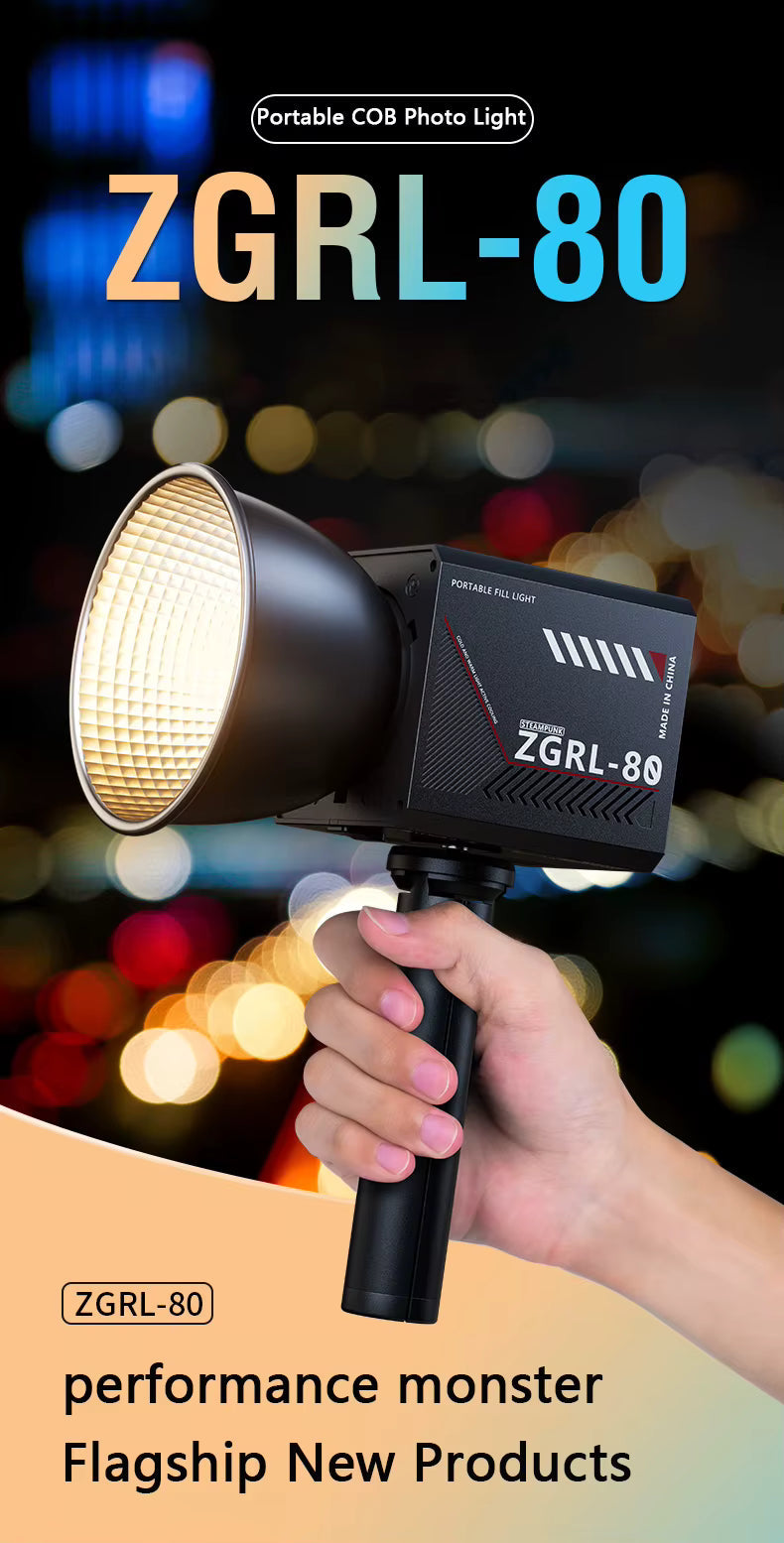 60W COB Video Light – Bi-Color Handheld Fill Light with Battery