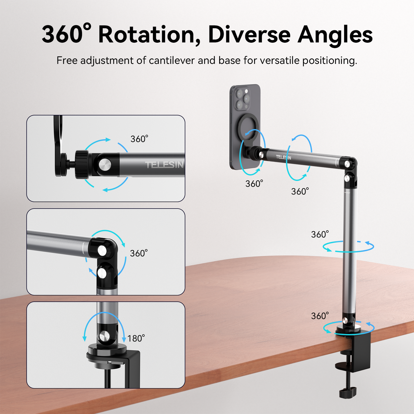 TELESIN Magnetic Desktop Stand folded