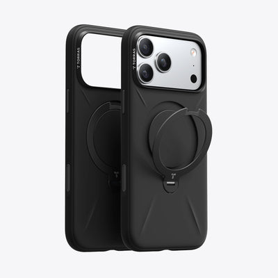 TORRAS Ostand Q3 Silicone Case for iPhone 17 Pro Max with built-in 360-degree rotating stand.