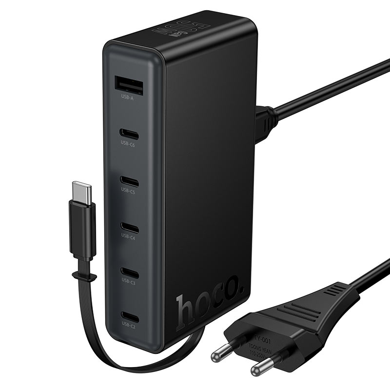 C151A Modern Multi-Port Charging Station with Built-in Type-C Cable