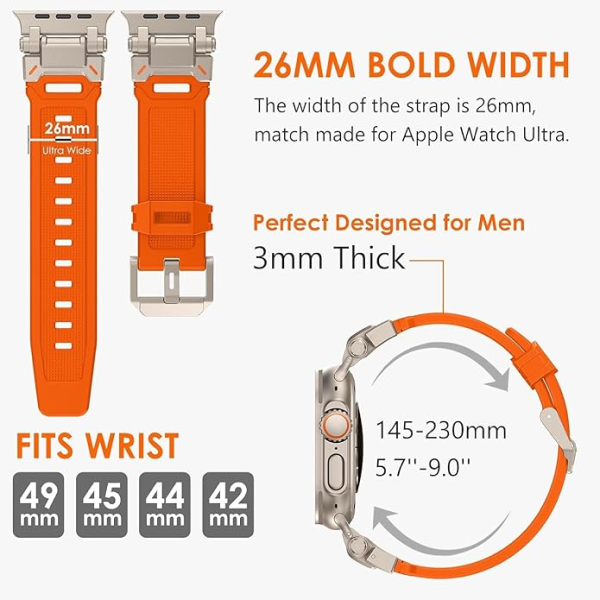 Apple Watch Armor Design Strap| FKM Rubber & Black Stainless Steel