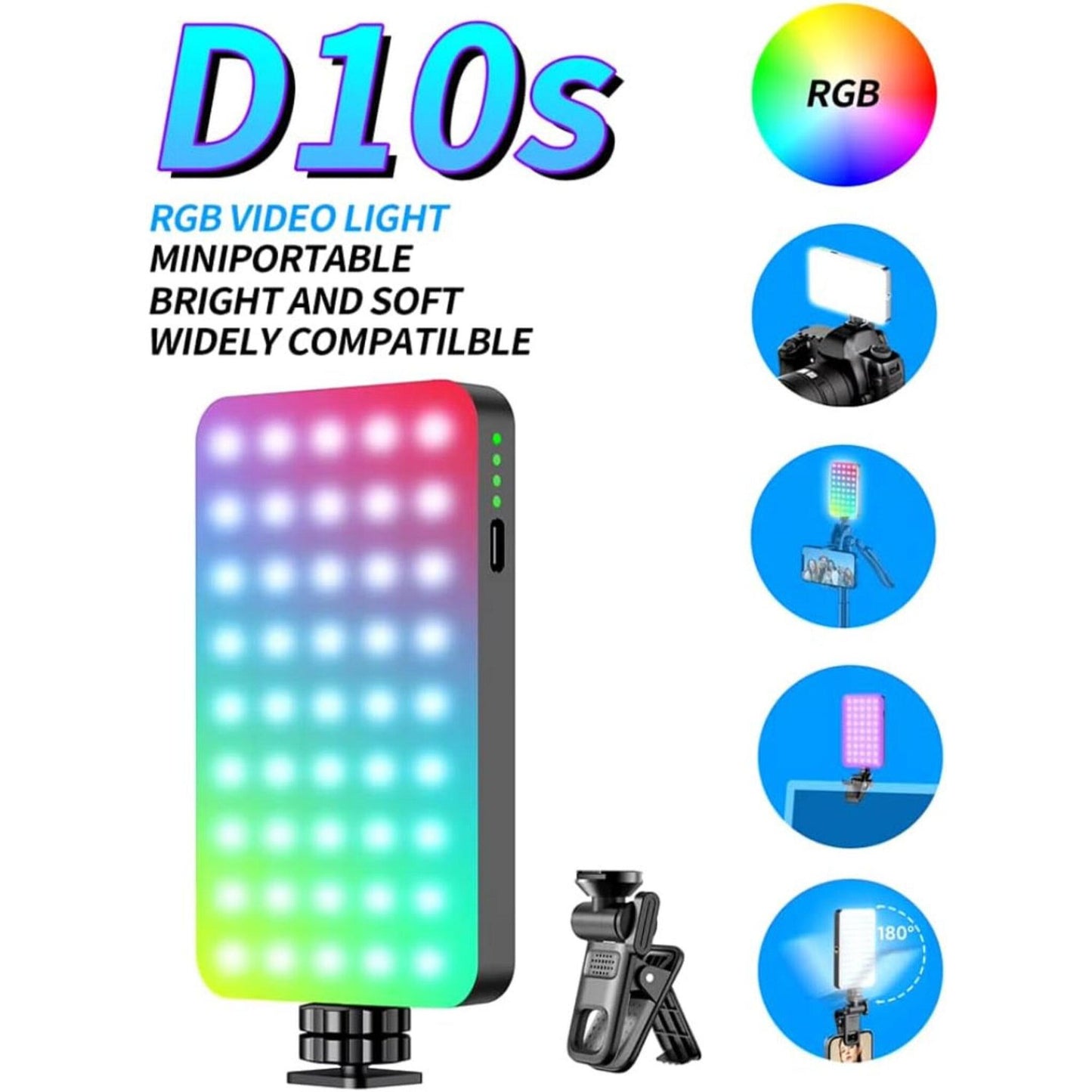 Compact rechargeable LED studio light D10s