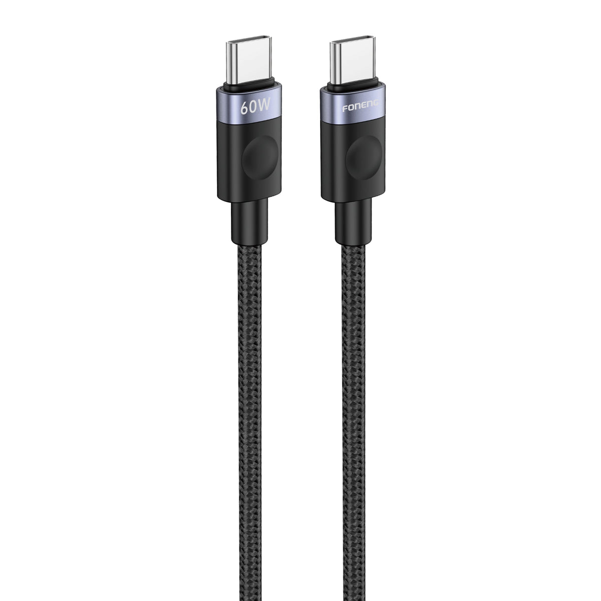FONENG X115 USB-A to Type-C Braided Cable 1M Black – 18W Fast Charging