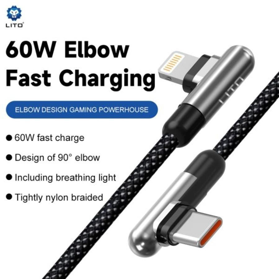 LITO LD13 USB-C to Lightning Angle Design Fast Charging Cable – 1m