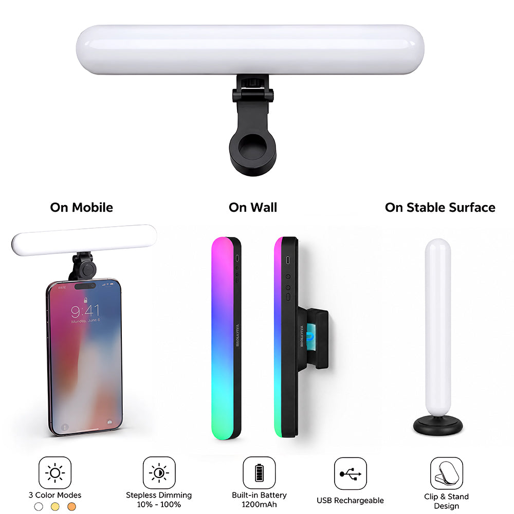 MJ-21 RGB LED Clip Fill Light - 3-in-1 Portable Selfie Light