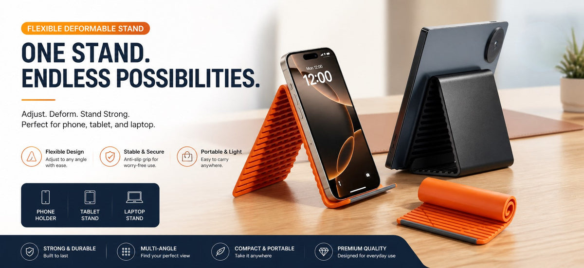 Rollable Bendable Silicone Phone and Tablet Stand – Multi-Angle