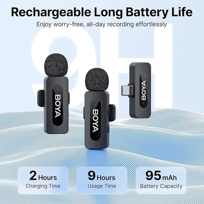 BOYA BY-V20 USB-C Dual Wireless Microphone System – 2 Transmitter Kit