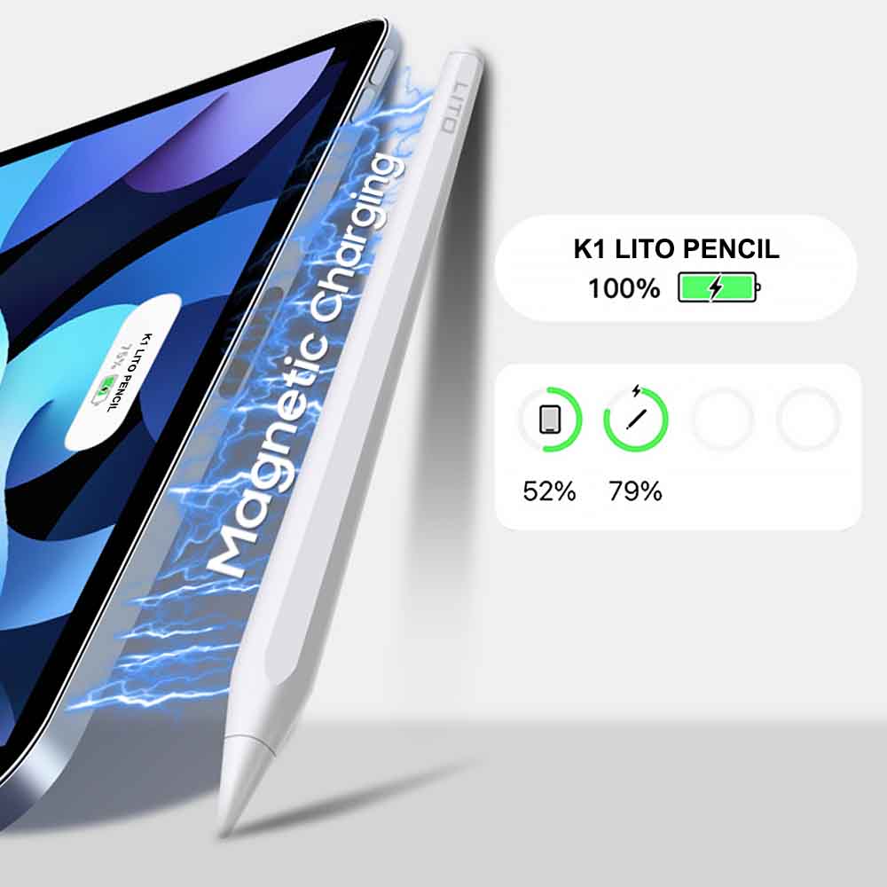 LITO K1 Metallic Stylus Pen | Palm Rejection | Wireless Charging | iPad Compatible