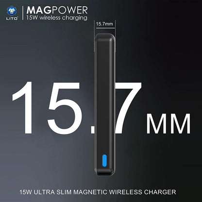 LITO LP08 10000mAh Slim Magnetic Wireless MagSafe Power Bank with Display
