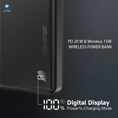 LITO LP08 5000mAh Portable Slim Magnetic Wireless MagSafe Power Bank with Display Description:
