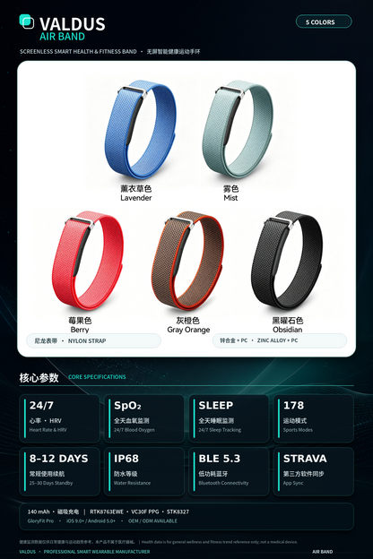 Valdus Air Band Screenless Smart Watch – IP68 Waterproof