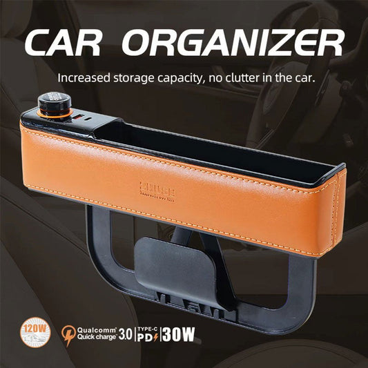 Zhuse car organizer with USB and Type-C charging ports
