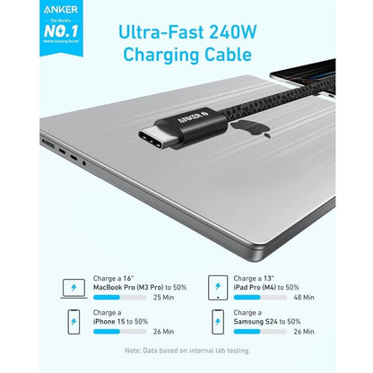 Durable Anker USB-C cable for laptops phones and tablets
