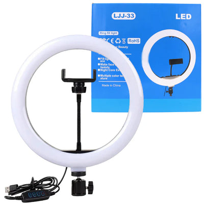 Ring Light LJJ-33 (33cm) with Tripod – Adjustable, Stepless Dimming, 3 Light Modes
