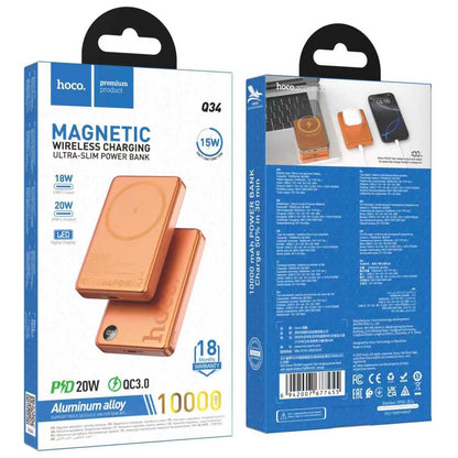 HOCO Q34 Clever PD20W Magnetic Fast Charging Power Bank – 10,000mAh with Digital Display