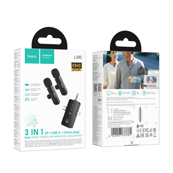 Hoco L20C 3-in-1 Noise Cancelling Dual Microphone