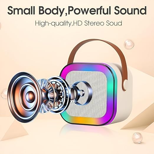 K12 Mini Karaoke Speaker – Portable Bluetooth Speaker with Wireless Microphone