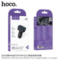 45W High Power Dual Port Car Charger USB-C + USB-A (LED Display)HOCO Z63B