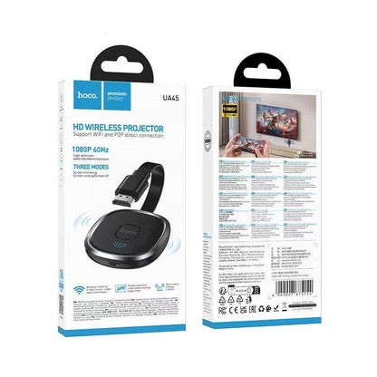 Portable mini projector displaying large screen movie
