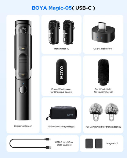 BOYA MAGIC-05 Wireless Microphone System 4-in-1 AI Noise Cancelling Mic
