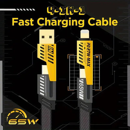 4-in-1 USB-C Charger Cable 65W – Fast Charging & Data Sync