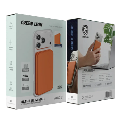 Ultra Slim Mag 4000mAh MagSafe Power Bank Green Lion – 10W Wireless