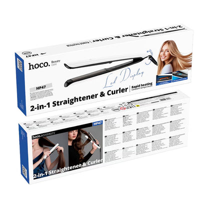 HOCO HP47 2 in 1 hair straightener and curler design
