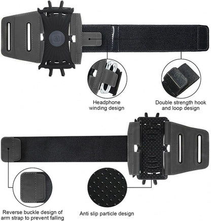 Rotating wristband phone holder worn on wrist while running
