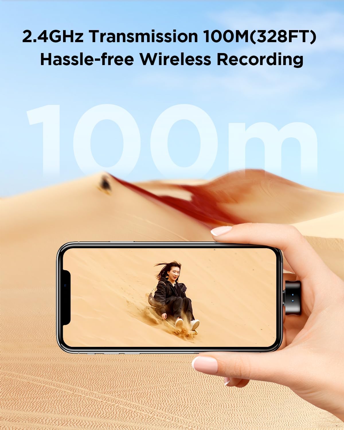 Wireless microphone clipped on shirt for recording
