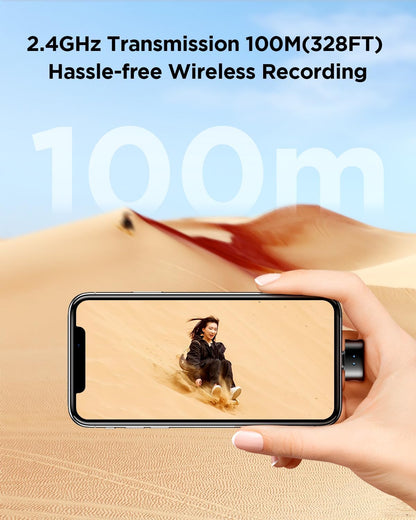 Wireless microphone clipped on shirt for recording
