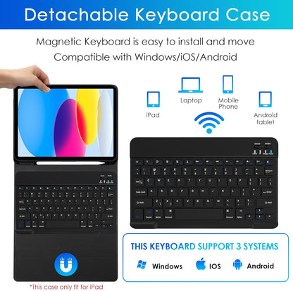 Slim iPad tablet case with detachable Bluetooth keyboard
