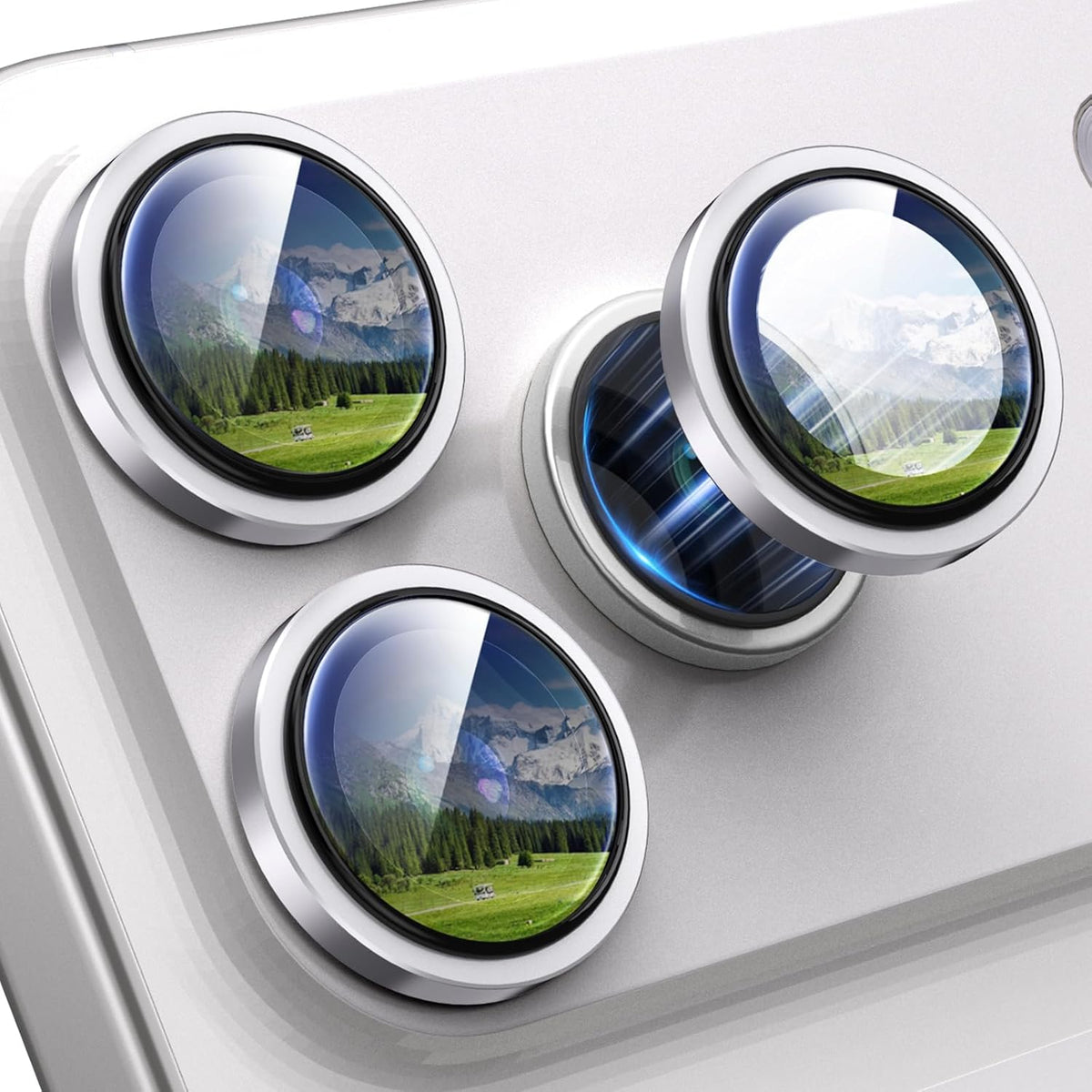 iPhone 18 camera lens protector set - 9H tempered glass with metal ring