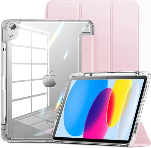 clear back iPad case with rubber protection and cover