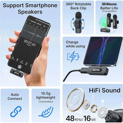BOYA BY-V20 USB-C Dual Wireless Microphone System – 2 Transmitter Kit