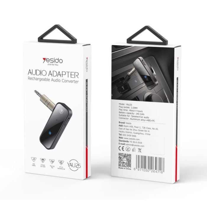 Yesido YAU25 Bluetooth AUX adapter - retail packaging