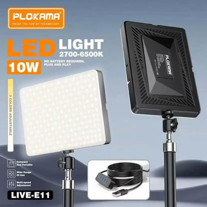 PLOKAMA E11 LIVE 9" LED Studio Light USB Plug Dimmable 2700–6500K