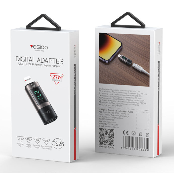 Yesido GS25 Lightning to Type-C OTG Adapter Parameter