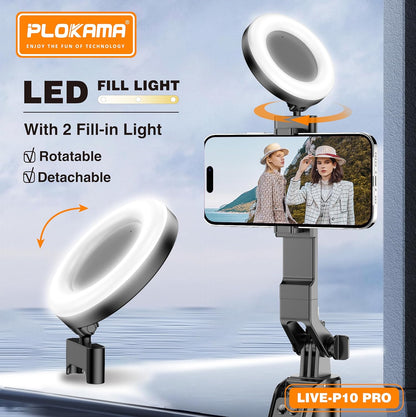 Plokama Live P10 Pro foldable tripod compact design
