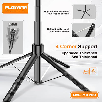 Plokama Live P10 Pro foldable tripod compact design
